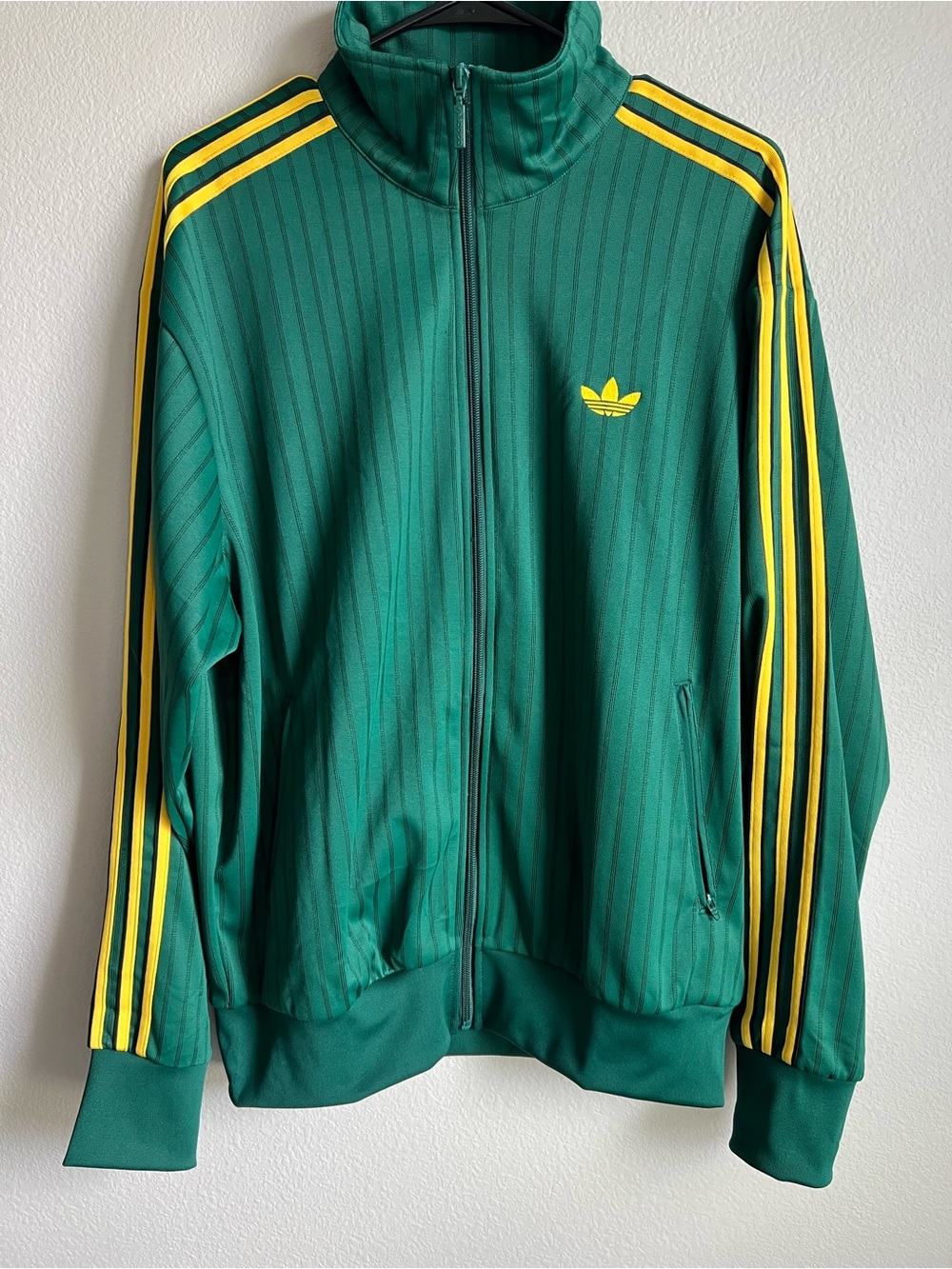 adidas Green Jacket with Yellow Stripes